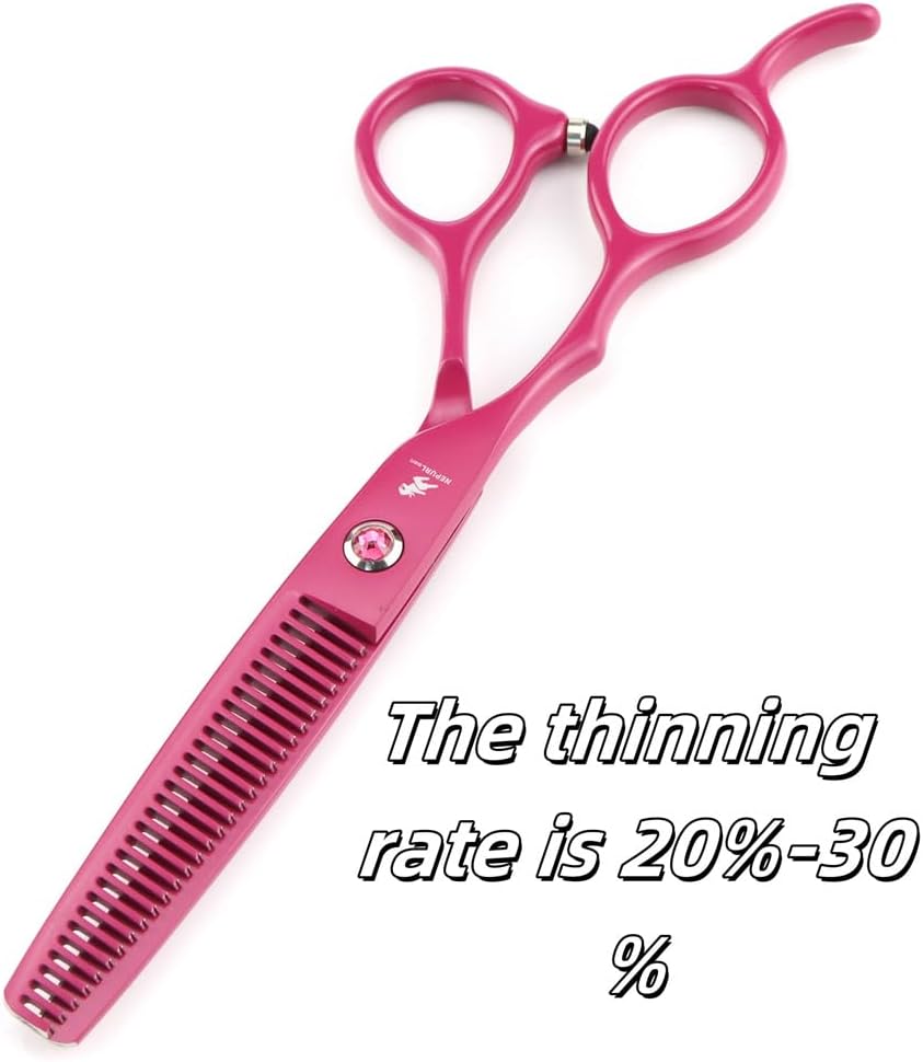 Pink Left-Handed Hairdressing Scissors Set, 6.0-Inch Professional Thinning Household Scissors, Made of Stainless Steel, for Grooming Men, Women and Pets
