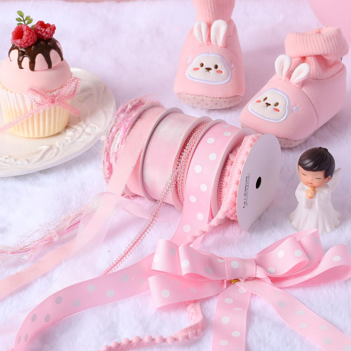 Pink Ribbons for Crafts 6 Rolls Baby Pink Ribbons