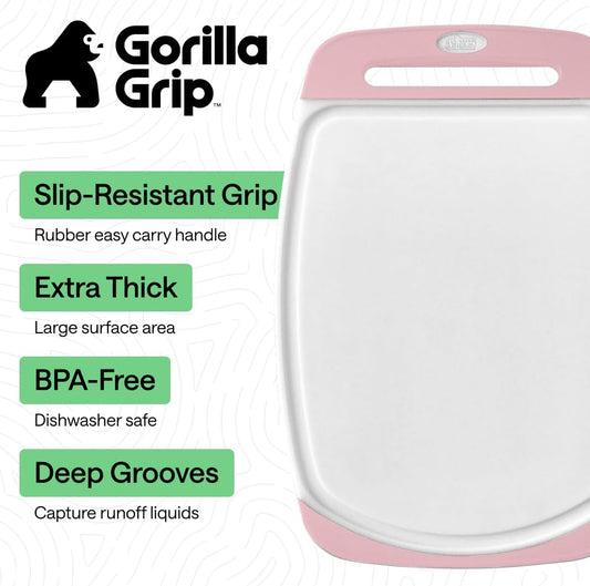 BPA-Free Reversible Kitchen Cutting Board, Set of 3, Pink