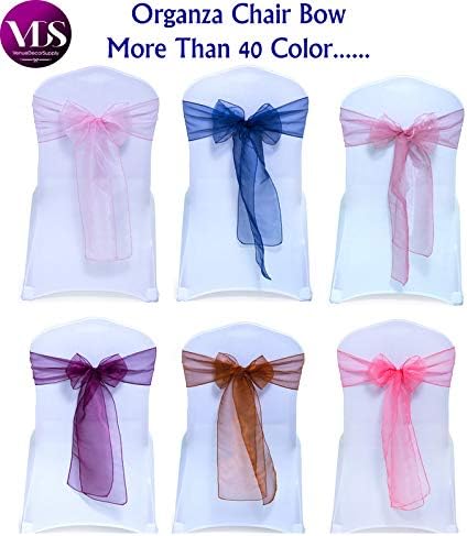 Pack of 25 Organza Chair Sashes for Weddings & Events Décor | Sheer Shiny Dining Chair Bows for Banquet, Party, Reception | Reusable Decorative Sash for Folding & Chiavari Chairs - Peach