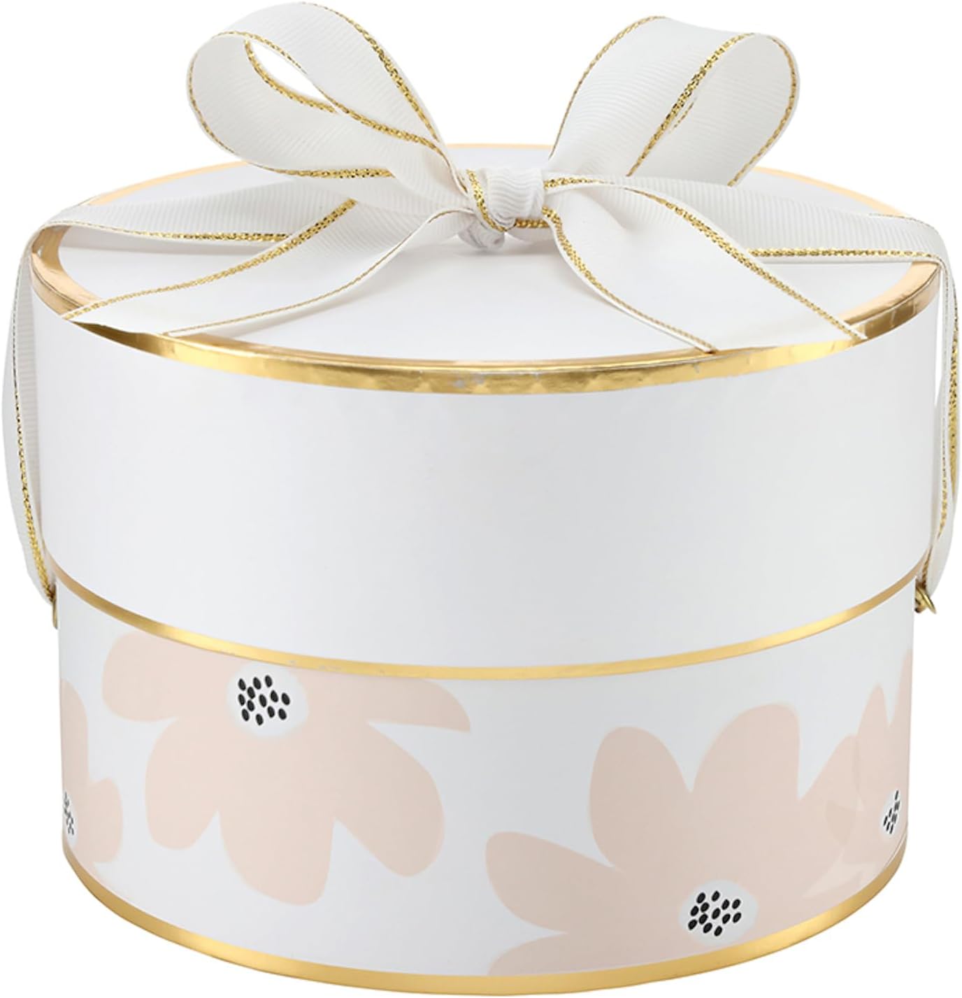 Gift Wrap Co. Nested Gift Box 2-Piece Set Round Designer Boxes with Lids, Large and Small, Pink Floral