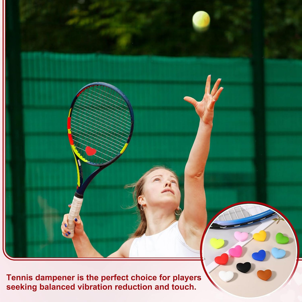 Tennis Dampener, Heart Silicone Tennis Racket Dampeners Racket Shock Absorber to Reduce Vibration Soft