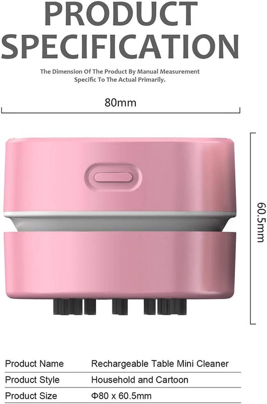 Mini Desktop Vacuum Cleaner for Table Dust (Pink AA Battery)