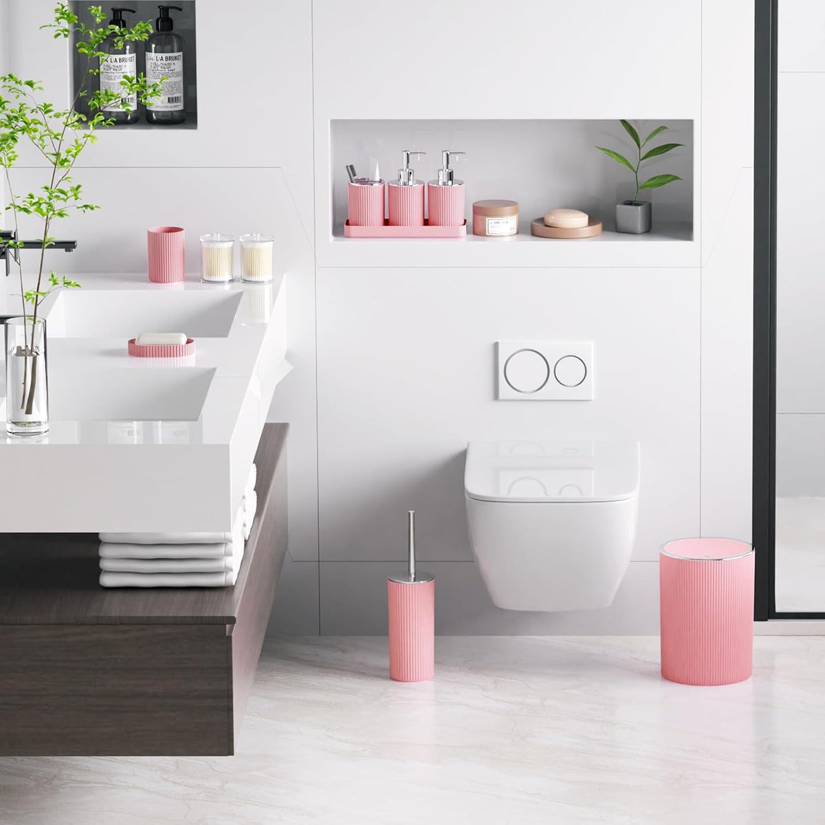 Light Pink Bathroom Accessories Set, 10PC Bathroom Restroom Sets