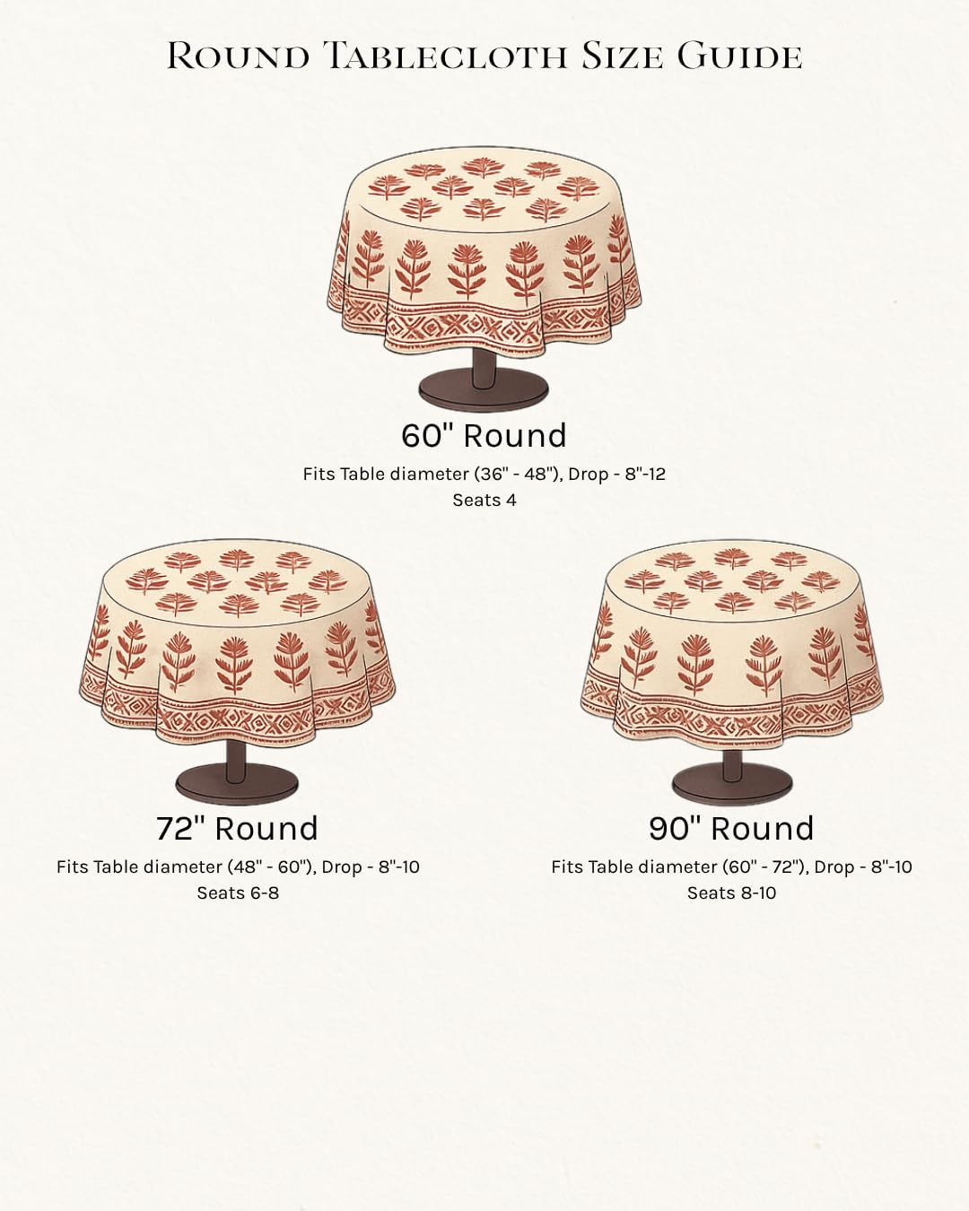 Cotton Blockprint Round Tablecloth, Gulbahar Pink, 90 Inches