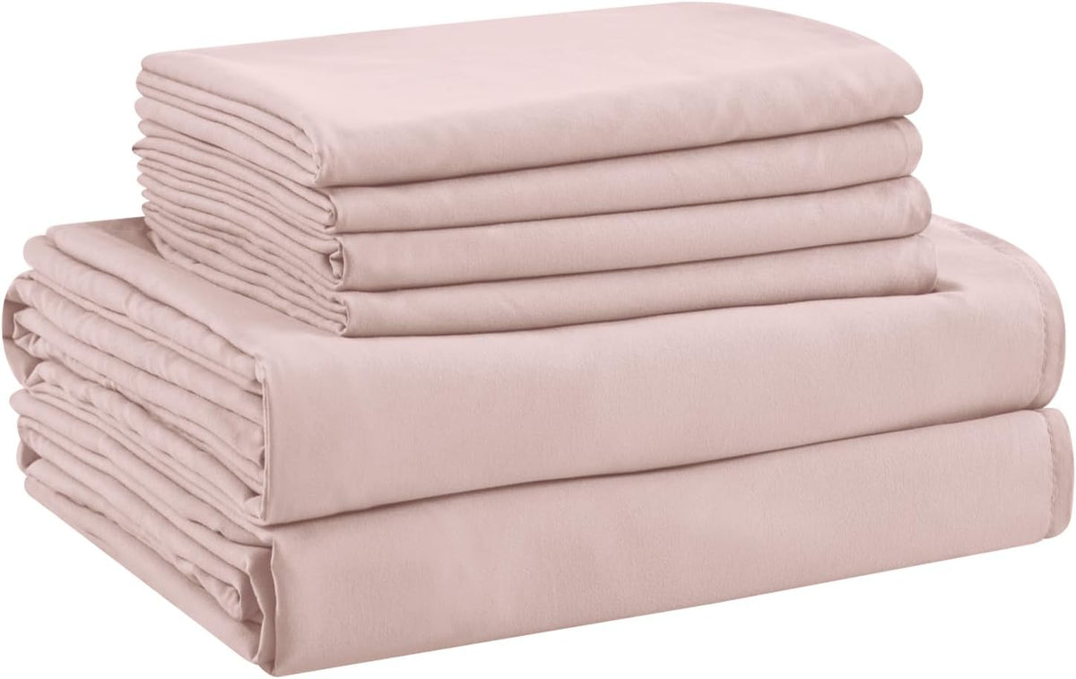 Queen Sheet Set - 6 Piece Sheets Queen Size Bed Set - Breathable & Cooling Hotel Luxury Bedding Set - Soft & Comfy Fully Elasticized 16" Deep Pocket Queen Sheets (Queen Baby Pink)