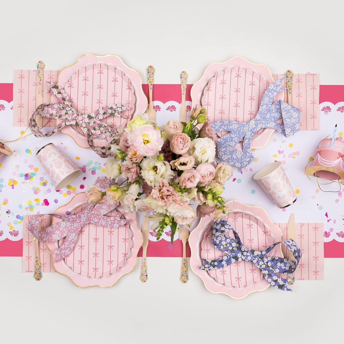 Light Pink Signature Bow Large Napkins, Pack of 20, 6.5"