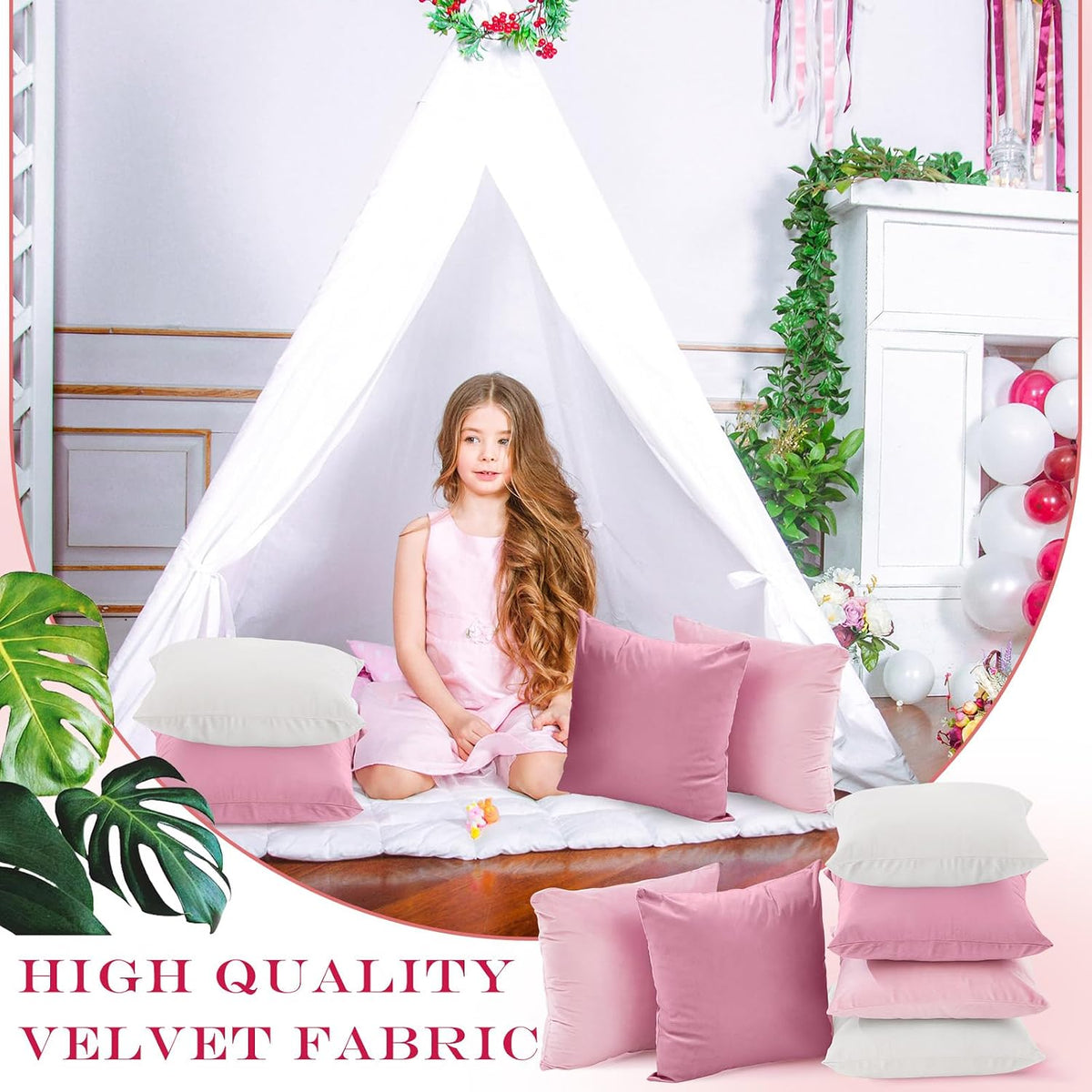12 Pcs Pink Velvet Throw Pillow Covers 18x18 Picnic Cushion Case