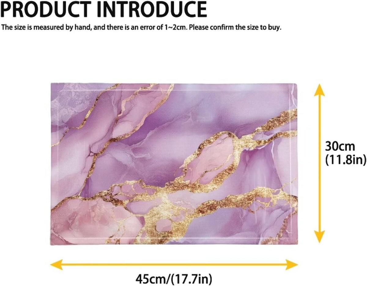 Pink Marble Print Placemat Set of 6 Placemats Table Cover Dining Table Set Valentines Day Decorations Table Cloth Marble Texture Place mats for Dining Table