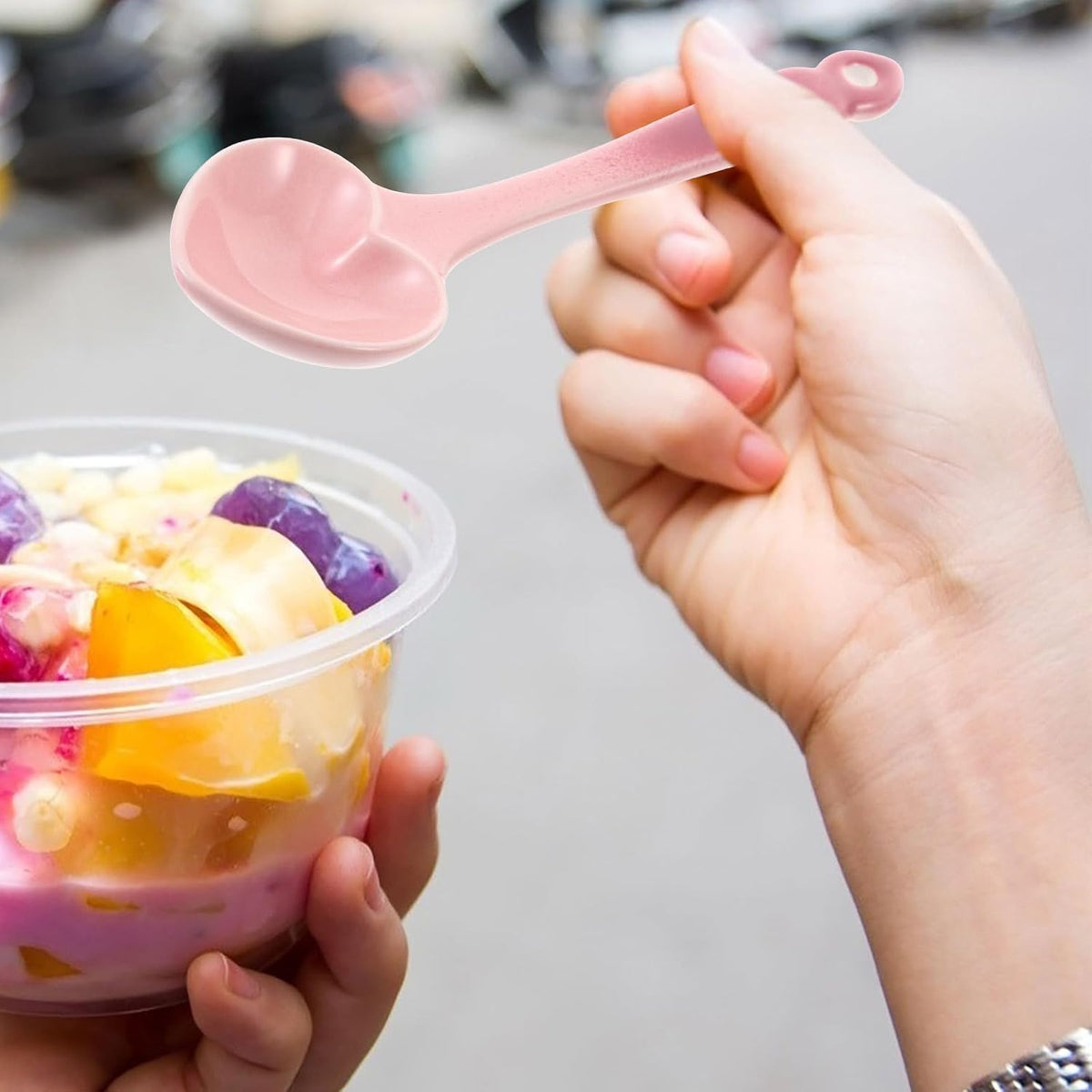 Ceramic Heart Shaped Dessert Spoon, Pink Creative Flatware for Serving