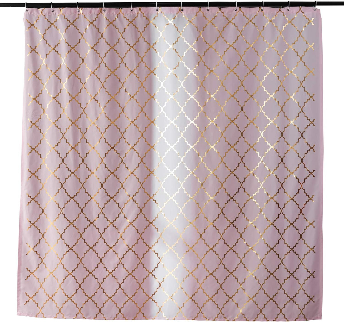 Pink Shower Curtain with Gold Foil Moroccan 72 x 72 Inch, 1 Panel