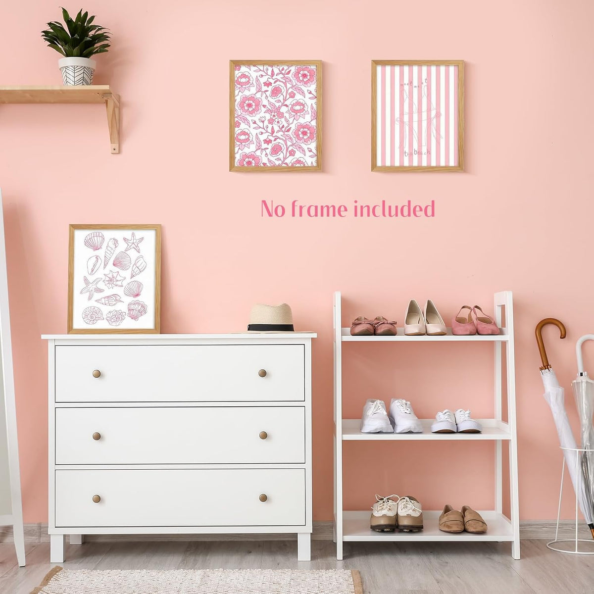 Fuyoooo 9 Sets Pink Coastal Poster Preppy Beach Themed Wall Art