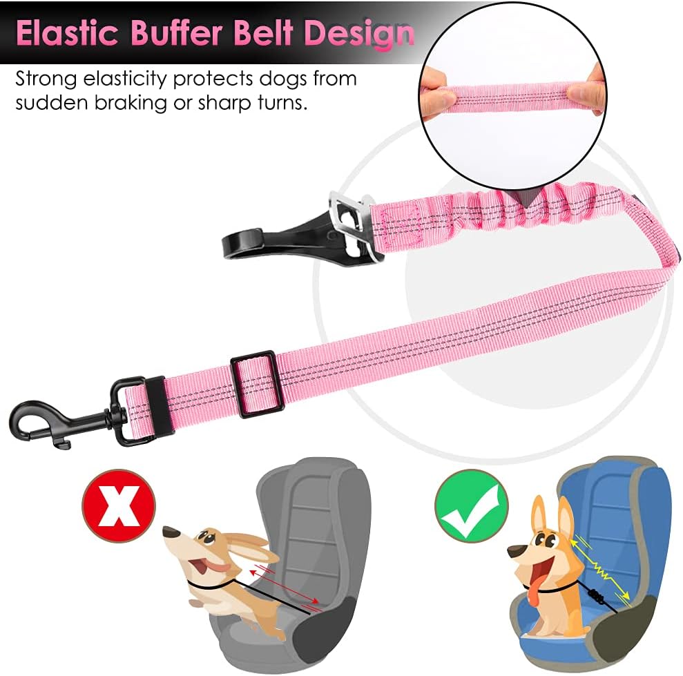 Dog Car Seat Belt, 3 in 1 Latch Bar Attachment Dog Safety Seatbelt