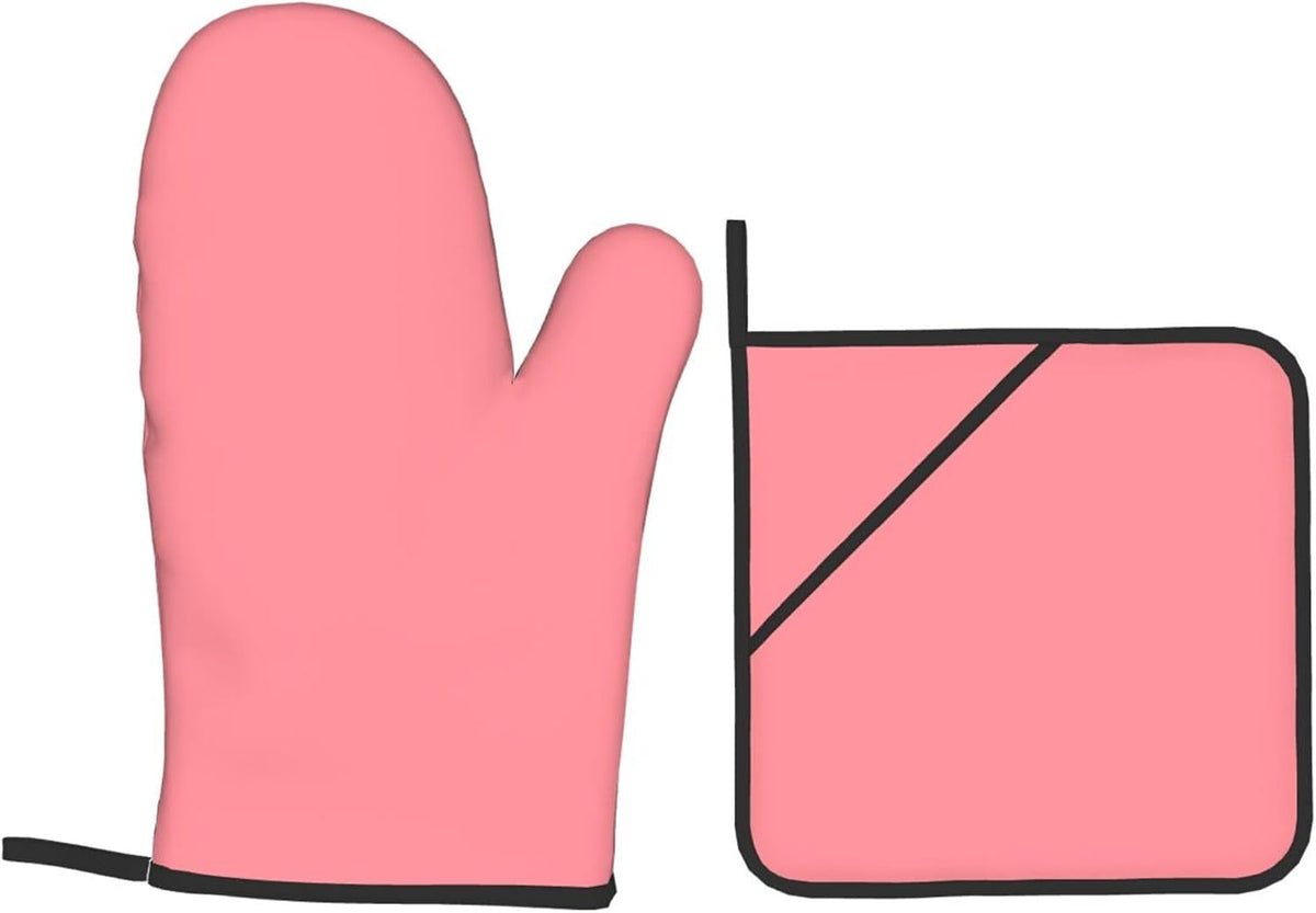 4PCS Oven Mitts and Pot Holders Sets, Solid Light Salmon Pink Oven Mitts Set Heat Resistant Kitchen Microwave Gloves Safe for Baking,Cooking, BBQ