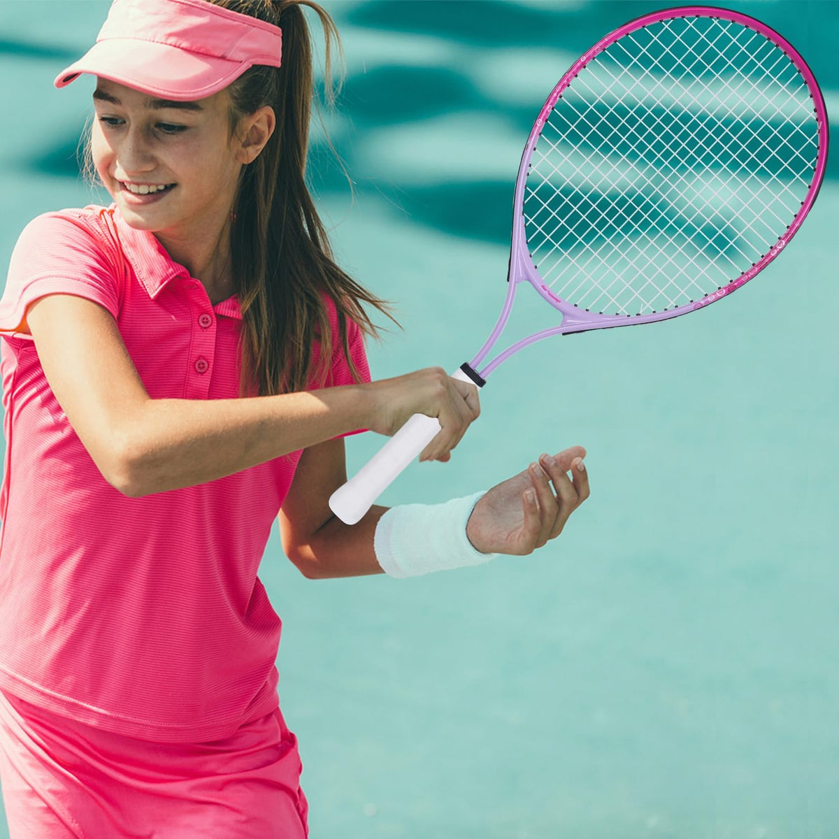 17"-25" Kids Tennis Racket for Aged 2-12 Lightweight Youth Tennis Racquet for Girls and Boys Outdoor/Indoor Sports with 1 Non-Slip Grip and 1 Shoulder Strap Bag Easy Carry