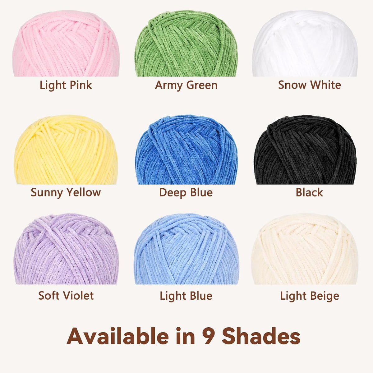Baby Yarn for Crocheting, Skinny Chenille, 6-Pack 50g, Soft Pink
