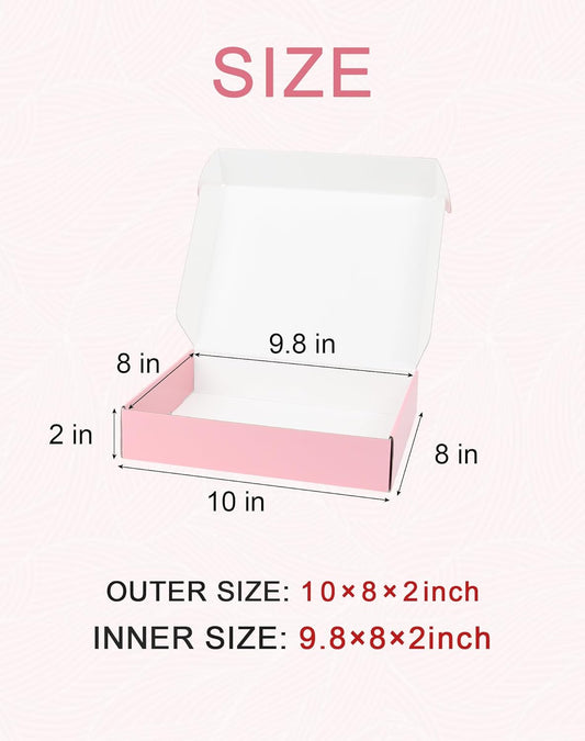 Pink Medium Shipping Boxes, 40 Pack 10"x8"x2" Corrugated Cardboard Box, Pink Shipping Mailing Boxes for Packaging
