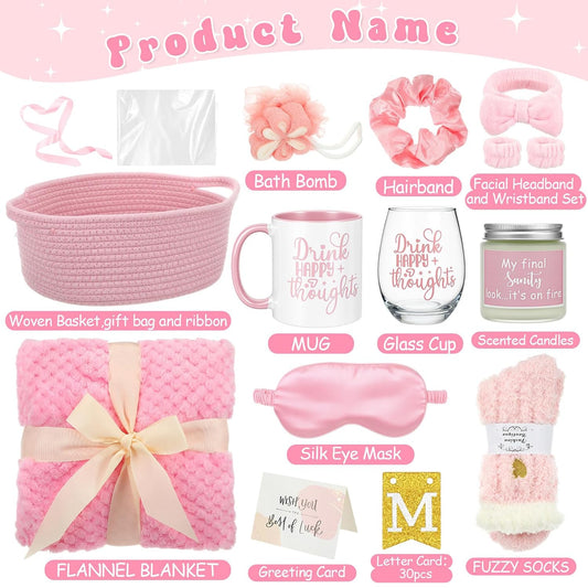 Gift Basket Set for Women Birthday Relaxing Spa Care,Pink