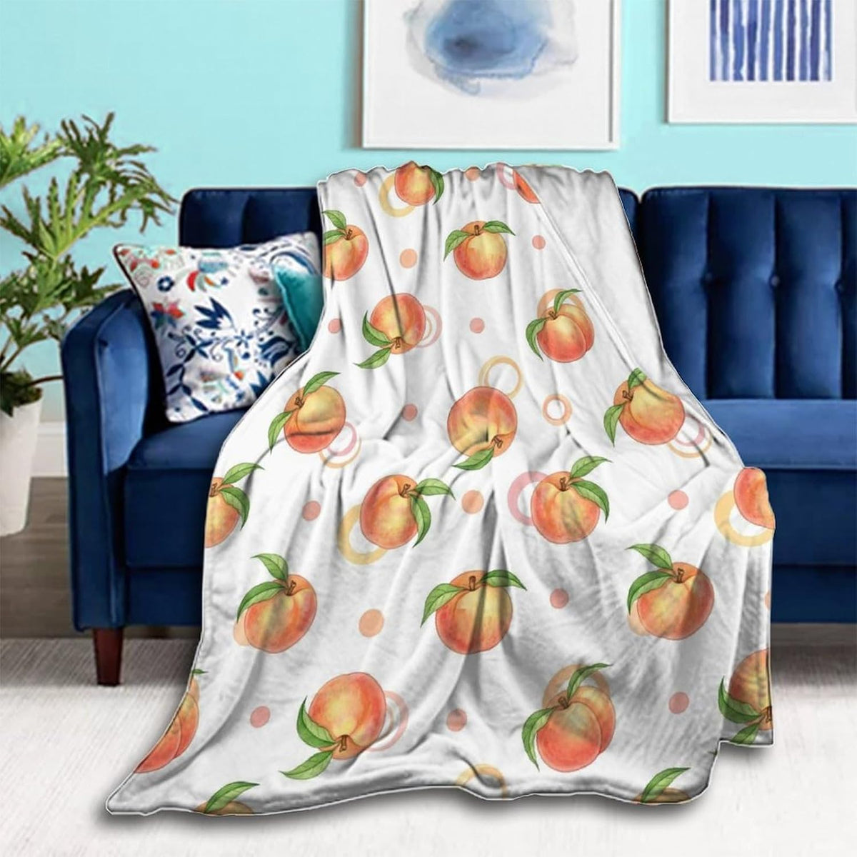 Soft Bed Sofa Couch Cover Unisex Air Conditioned Blanket Pink Peach Cute Watercolor Fashion Home Decor
