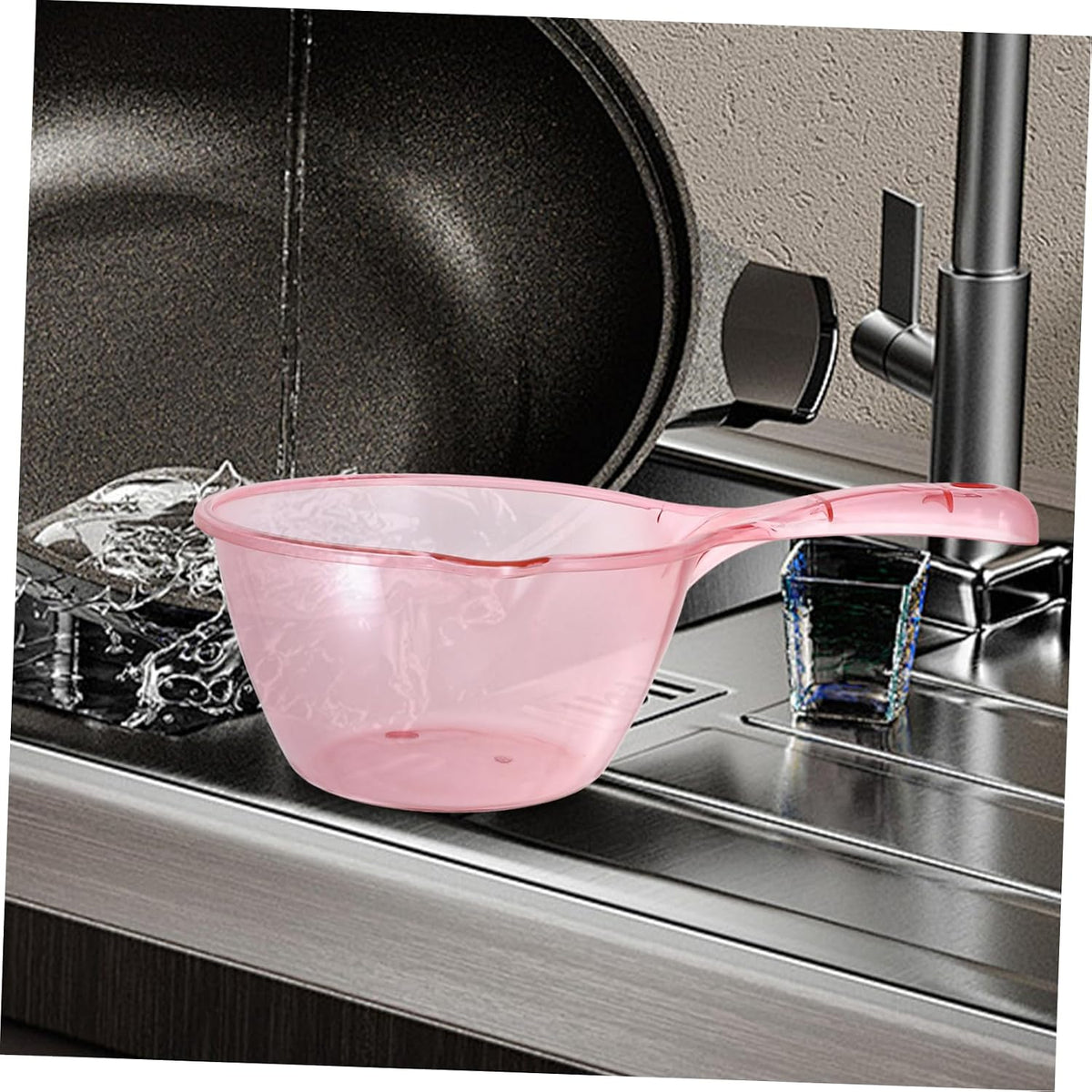 3pcs Kitchen Water Ladle Long Handle Plant Watering Scoops for Home Garden Kitchen Utensils Pink Light Green and Brown