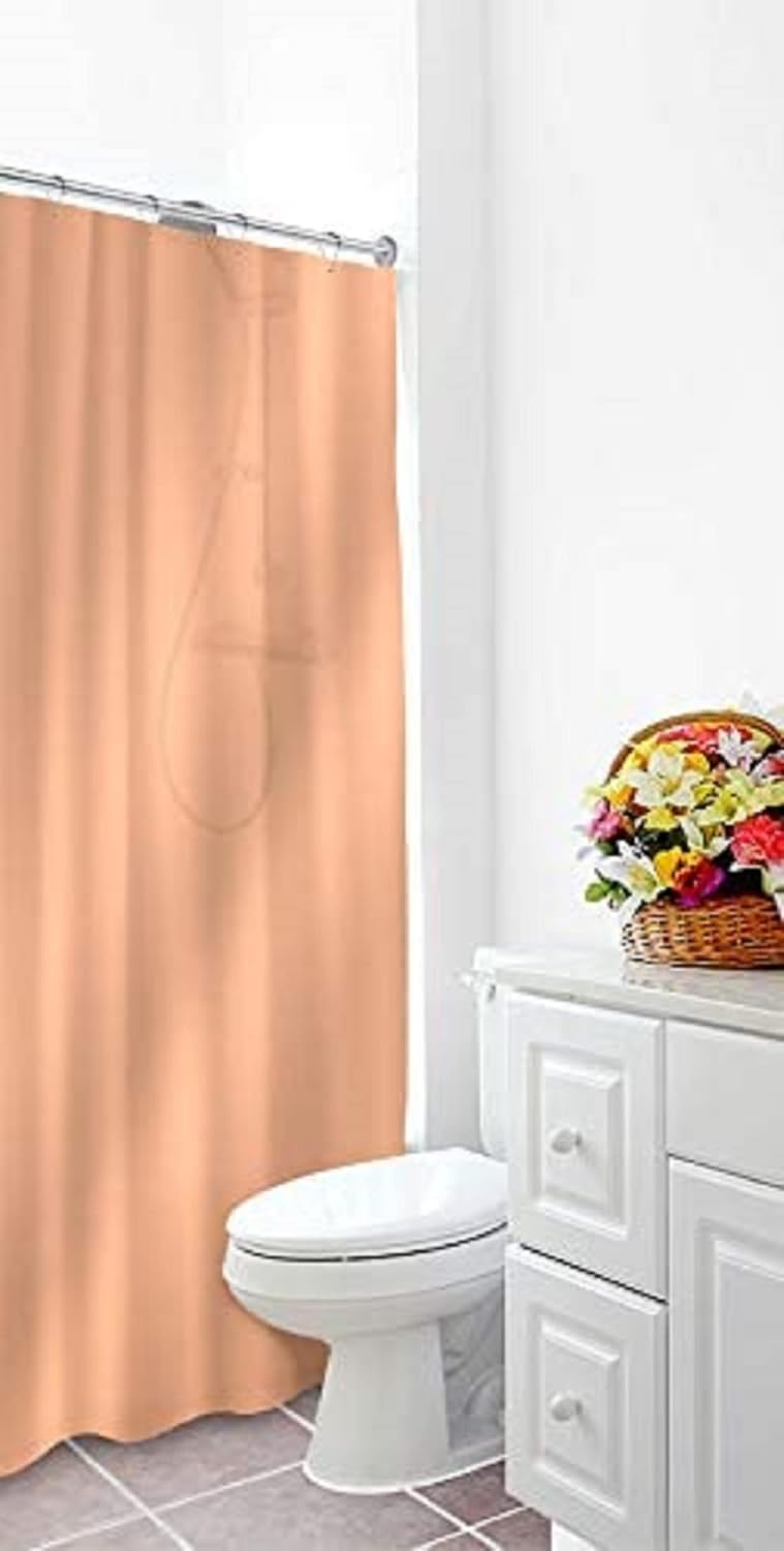 inc. Essentials Bathroom Magnetized Shower Curtain Liner with Metal Grommets Waterproof (Peach)
