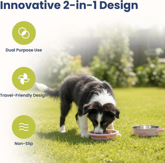 2-in-1 Travel Dog & Cat Bowl – Collapsible BPA-Free Silicone