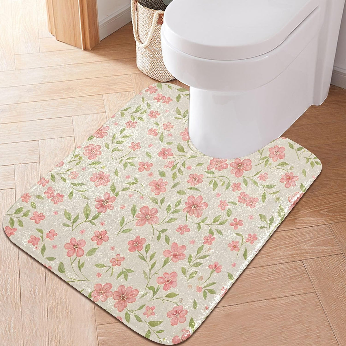 Watercolor Flowers Pink Bathroom Mat Rug 24" x 16" Non Slip Super Absorbent Quick Dry Bath Mats for Bathtub Fluffy Rugs
