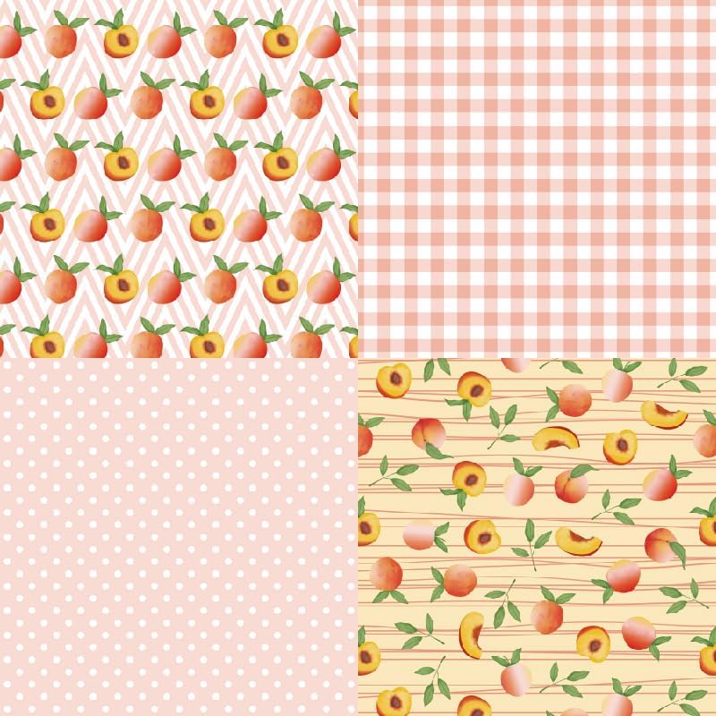 24 Sheets 6'' x 6'' Fruit Pattern Scrapbook Paper One Sided Cardstock for DIY Photo Album Card Making Decorative Paper (peach)
