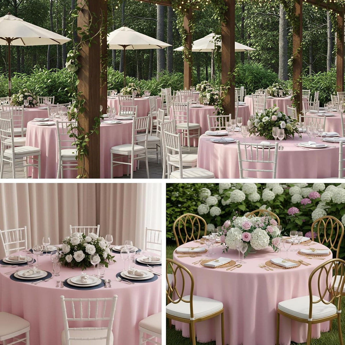 6 Pack 120 Inch Tablecloths Round Pink Table Cover