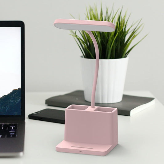 AXX Cute Desk Lamp, Pink Table Light for Women, Teen Girls, Adjustable LED, Small, Rechargeable, Battery Operated, Touch Control, Gooseneck, Home Office Accessories, College Dorm Essentials