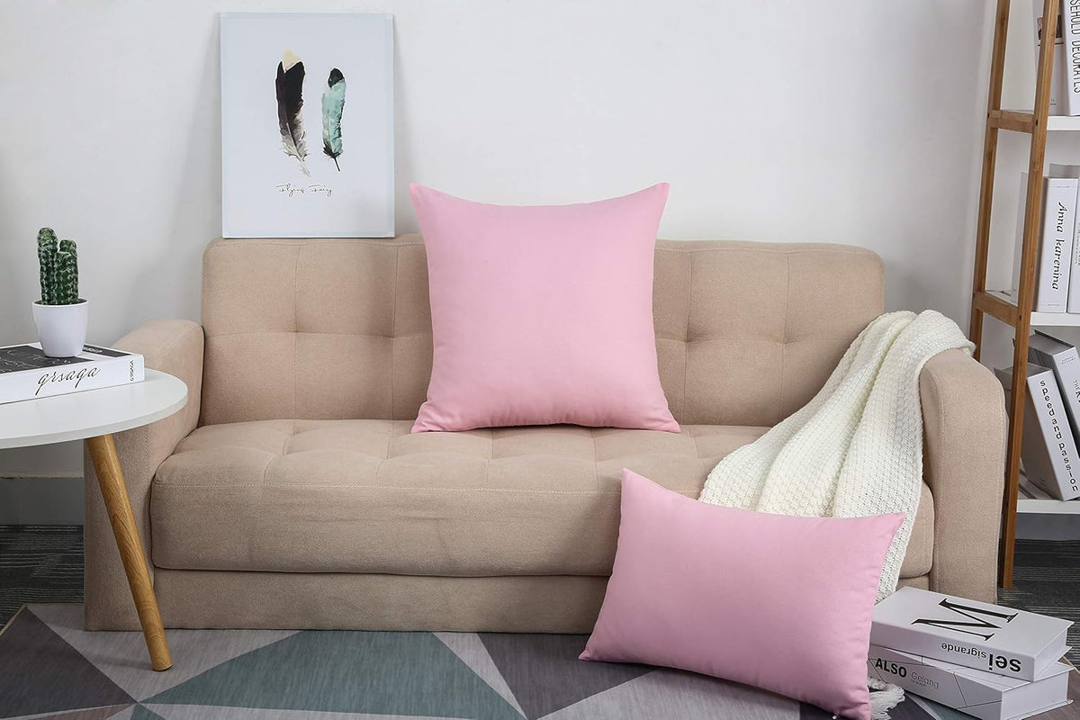 100% Cotton Solid Throw Pillow Cover 14x14 Salmon Pink