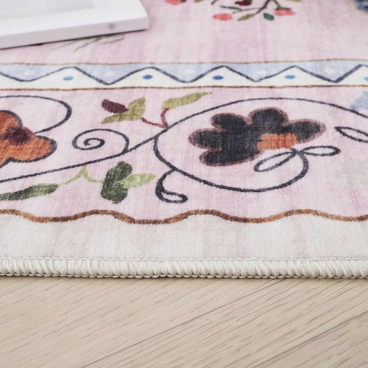Area Rug 5x7 for Living Room Washable Floral Animal Cat, Pink