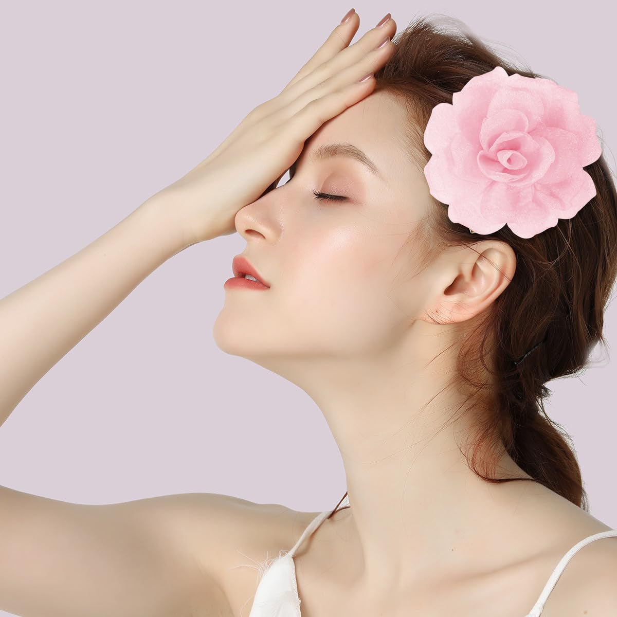 4.33" Soft Pink Flower Hair Clip | Lightweight Elegant & Perfect for Weddings, Parties or Daily Wear. Add a Feminine Touch to Hairstyles, Dresses, Hats & Accessories | Durable & stylish design