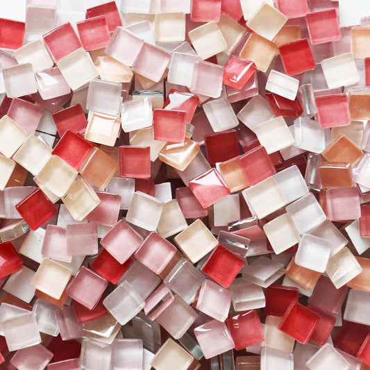 1200pcs Pink Mix Crystal Glass Mosaic Tiles – 0.4 Inch Square Bulk Mosaic Supplies for Crafts & DIY Projects