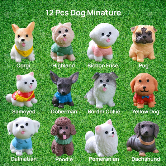 24 Pcs Mini Cat Dog Figurines Set, Cute Realistic Resin Animal Models & Cake Toppers, Miniature Ornaments for Home Desk Decor, Birthday Party Favors, Car Decor, Wedding