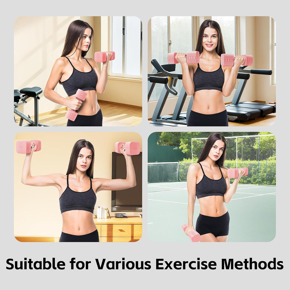 4-in-1 Adjustable Dumbbell Set of 2, Total 20 LB Pair (4,6,8,10 LB)