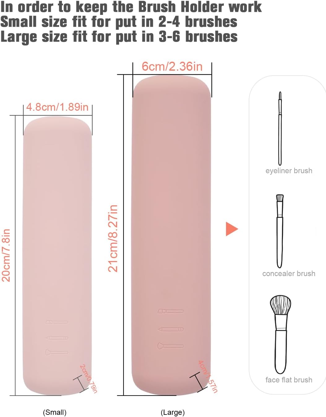 Large Travel Makeup Brush Holder, Magnetic Anti-fall Out Silicon Portable Cosmetic Face Brushes Holder, Soft and Sleek Makeup Tools Organizer for Travel- (8.27 * 2.36 * 1.57)