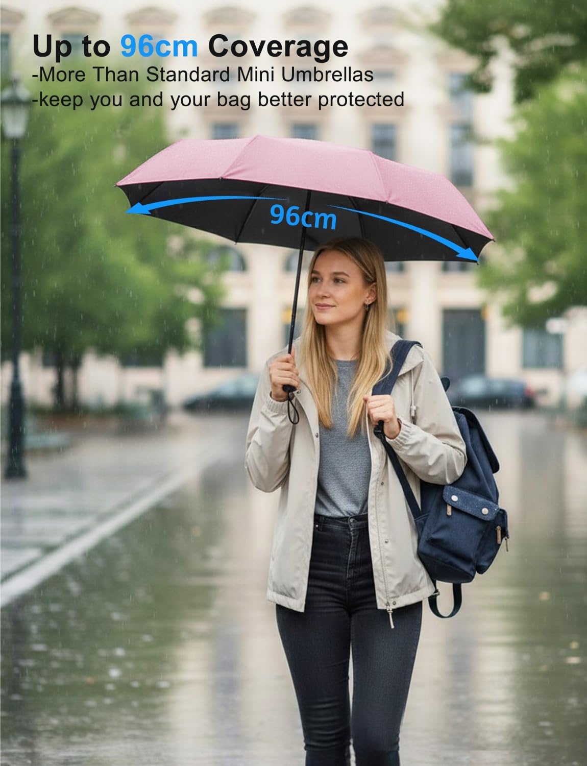 Mini Travel Umbrella Compact Small Size, UV Protection for Sun & Rain, Lightweight Folding, Wind Resistant, Small Backpack Purse Size for Women Kids