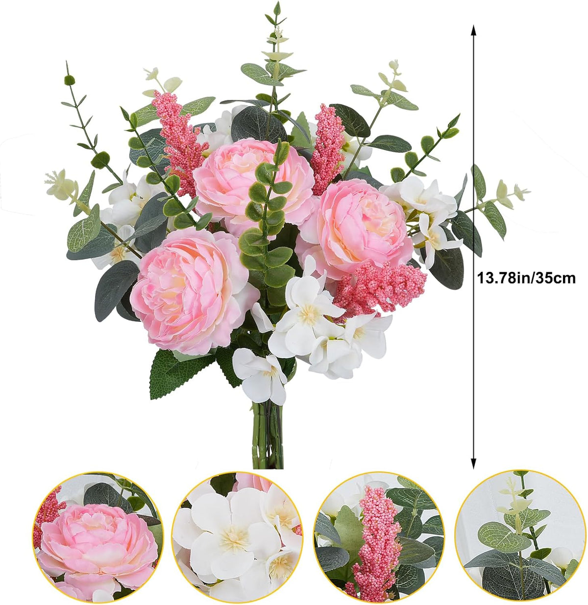 Pink Artificial Flower Bouquet Silk Peony Flowers for Wedding