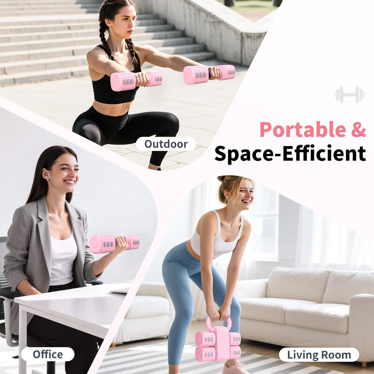 Adjustable Dumbbell Set, 2-in-1 Hand Weights with Kettlebell Form