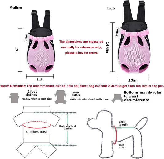 Pet Carrier Backpack, Adjustable Pet Front Carriers for Small Medium Dogs Cats 5-18 Lbs, Legs Out, Dog Cat Carrier Backpack for Hiking,Camping,Traveling,Cycling (Pink, Medium(Fit:5-10lb))