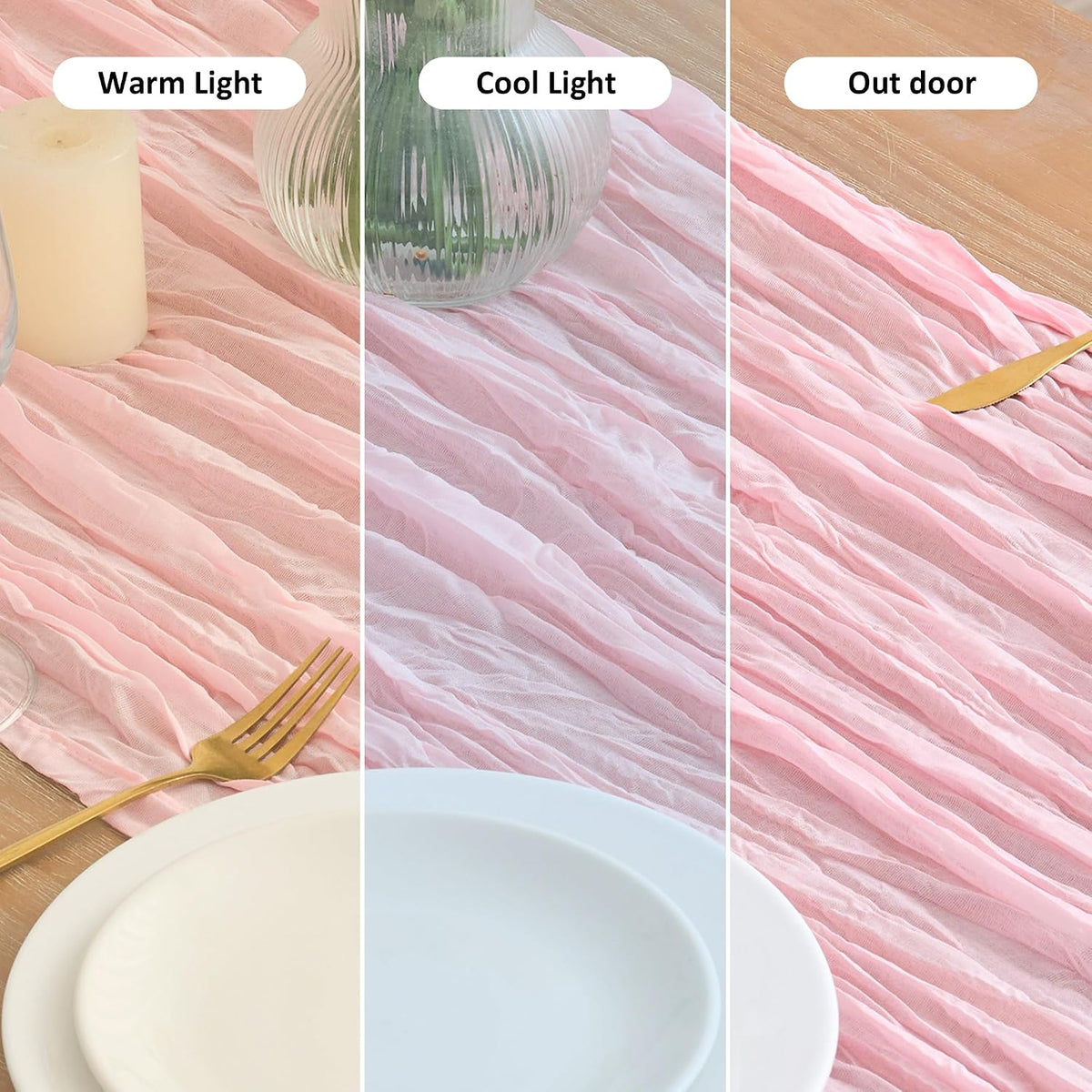 Blush Pink Cheesecloth Table Runner Fall Sheer Wedding Decor 10FT