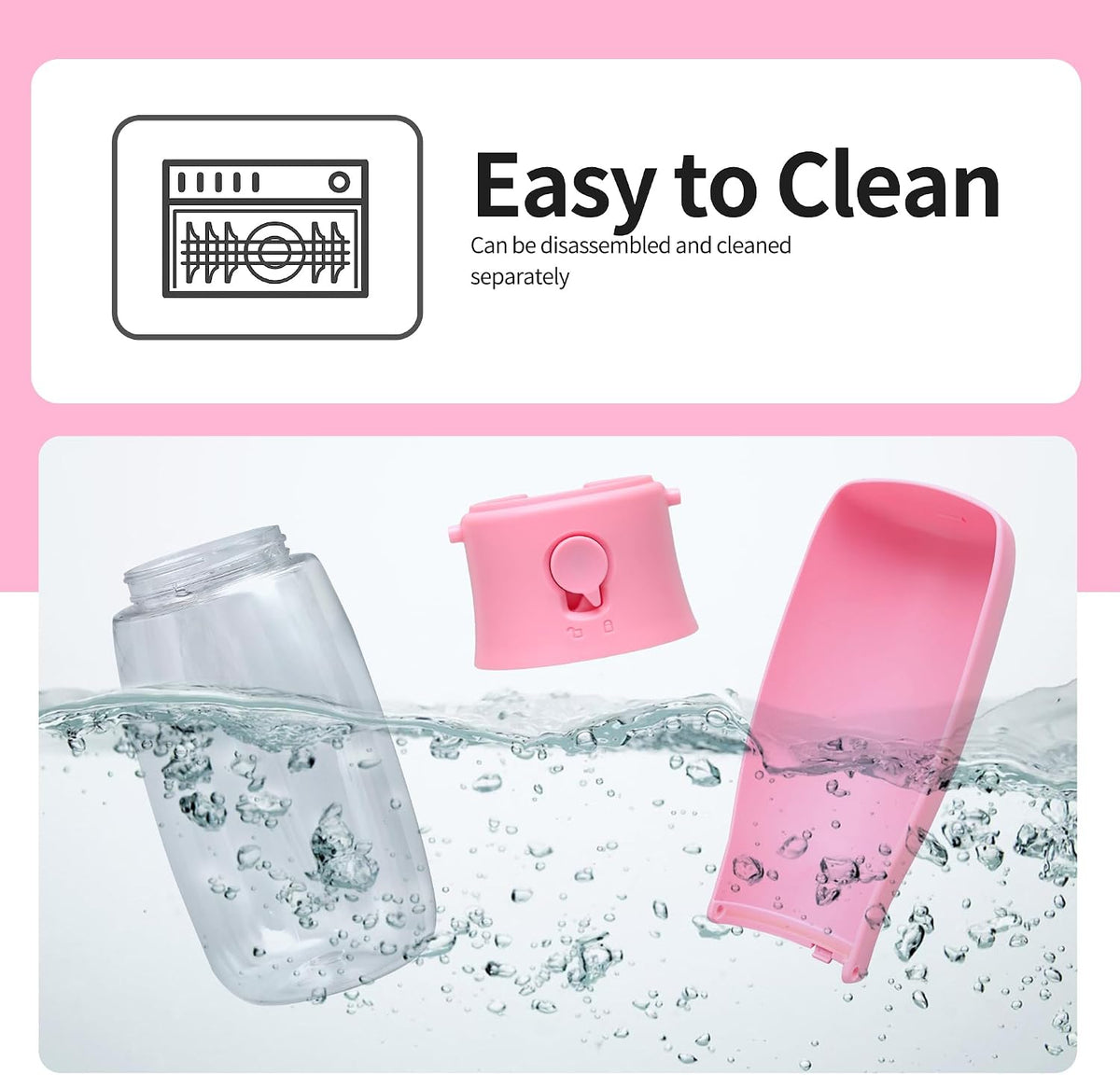 Portable Dog Water Bottle 19oz Pink