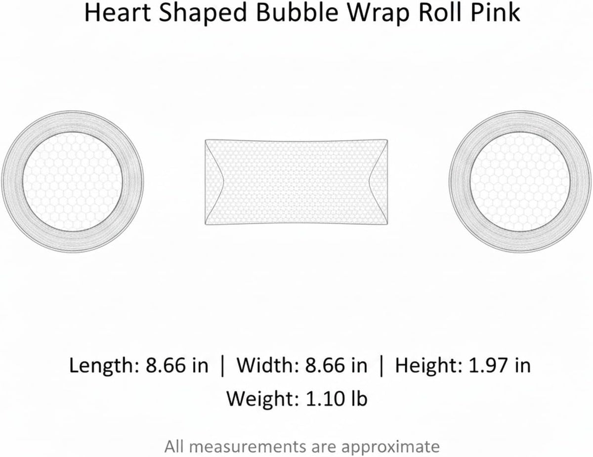 Pink Heart Bubble Wrap Roll for Gift Wrapping & Shipping Cushioning - Decorative Packaging