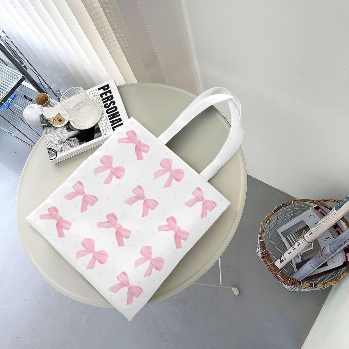 Canvas Tote Bag For Women Large Capacity Shoulder Bag For Grocery Shopping With Zipper Inner Pockets