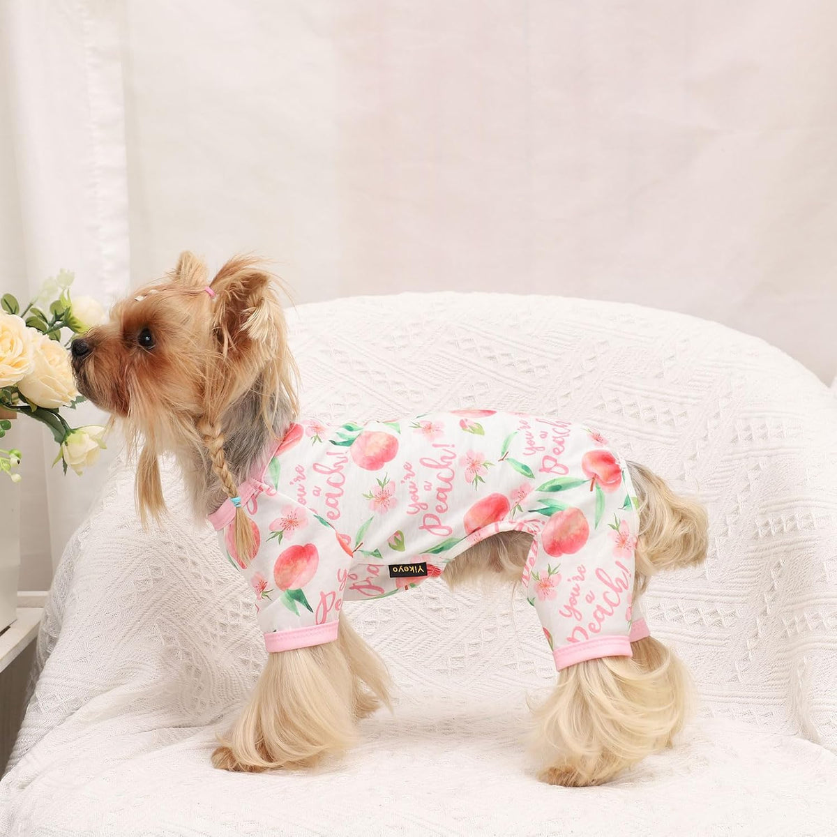 Dog Pajamas Pjs Spring Summer Dog Clothes for Small Dogs Girl Boy, Soft Stretchy Tiny Chihuahua Yorkie Puppy Clothes Doggie Onesies Cat Pet Jammies Outfit, Pink Peach, L