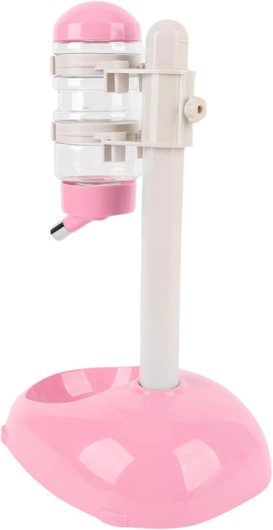 Height Adjustable Pet Water Dispenser, 500ml Automatic Standing Water Bowl for Puppies, Kittens Small Dogs Anti-Spill Feeder with Stable Base (Pink)