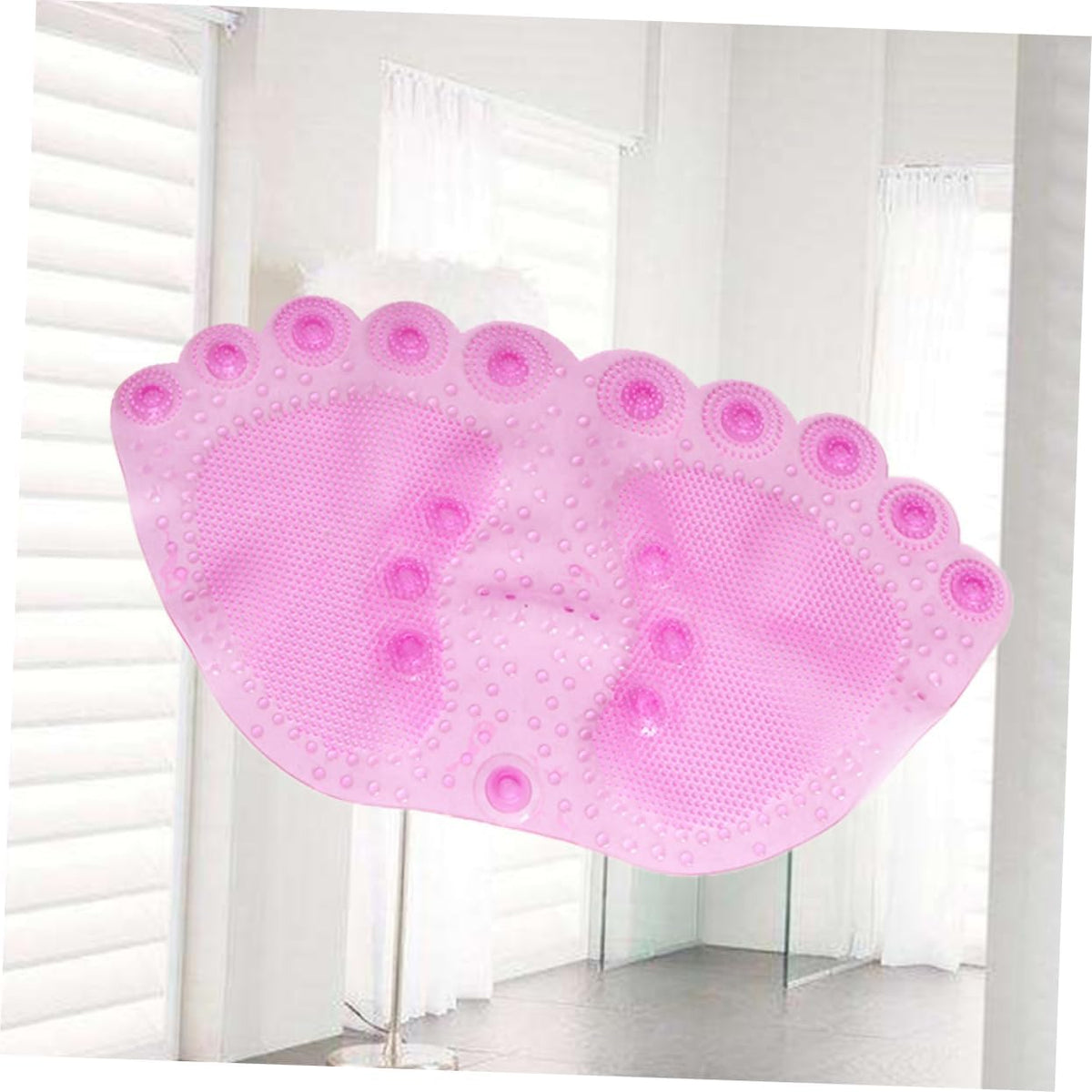 Pink PVC Shower Bath Mat with Suction Cups for Bedroom Front Door