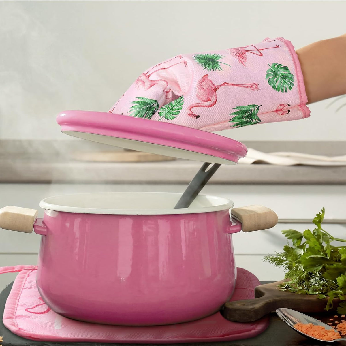 8 Pcs Flamingo Kitchen Towels Kitchen Decor and Accessories Set
