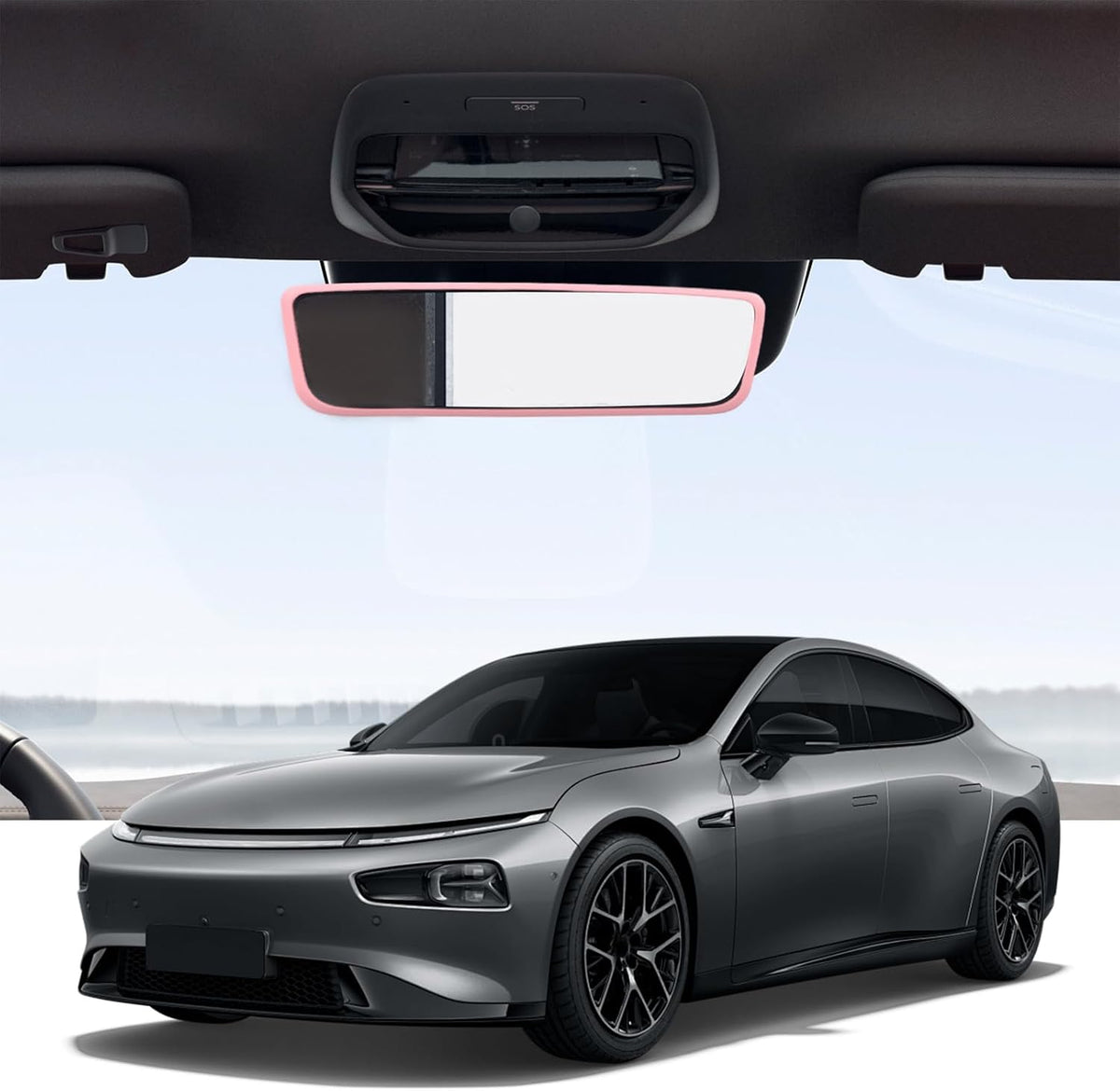 Car Rear View Mirror Protector Frame, Edge Cover Trim, Pink